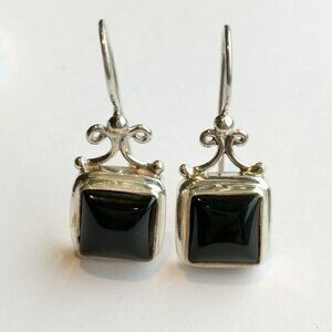 Black onyx sterling silver drop earrings 🆕